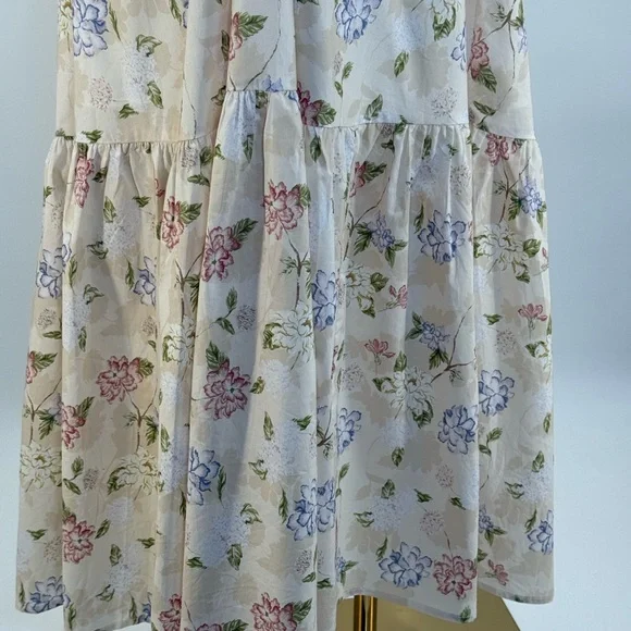 Sofía The Label Floral Cut-Out Maxi Cream Pastel Print Deep V Boho Summer Dress - Picture 10 of 16